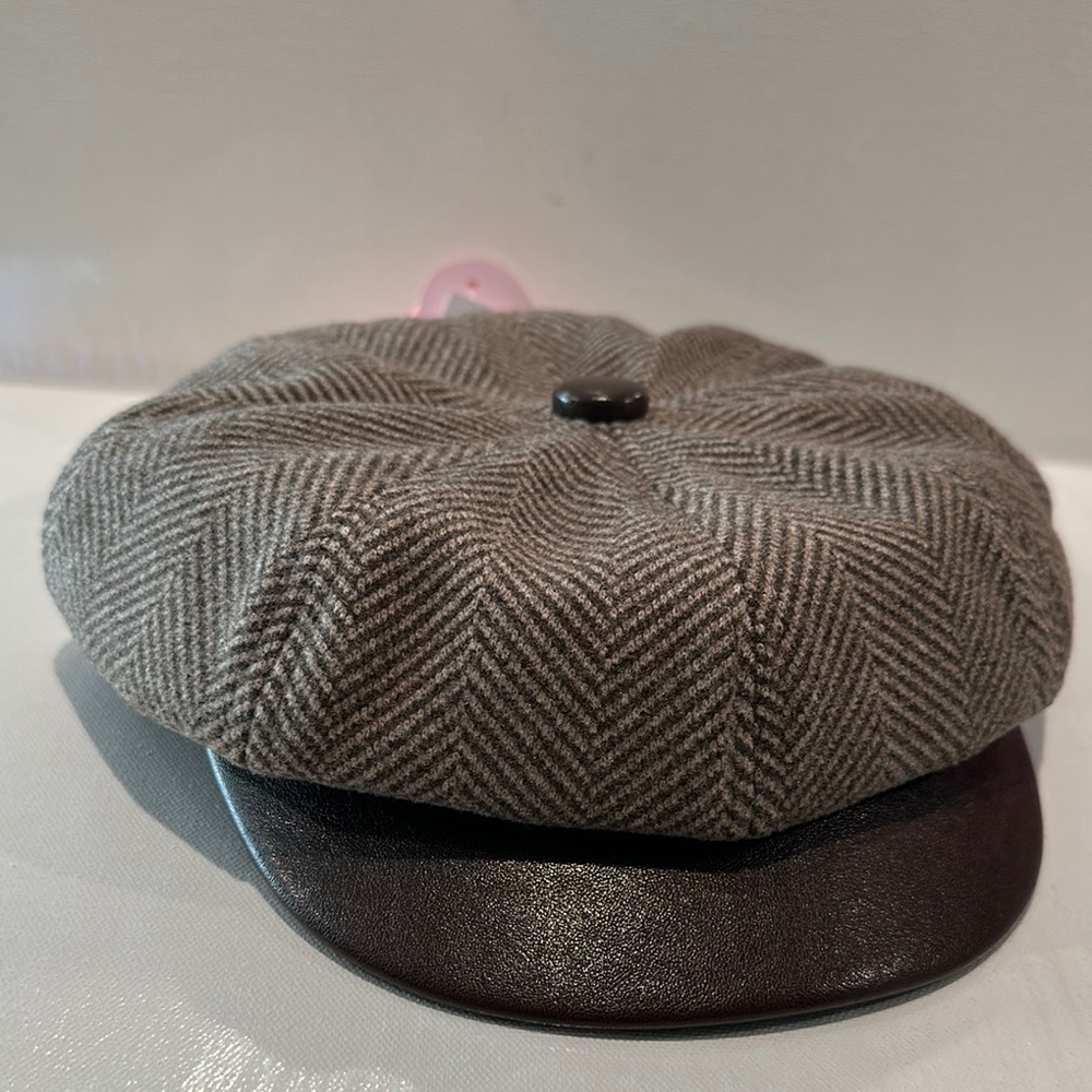 NWT True Love Brown Tweed with Faux Leather Rim and button.